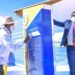 President Yoweri Museveni signs the National Water and Sewerage Corporation (NWSC) completed projects Inaugurated during the NWSC 50 years celebrations at Kololo Ceremonial Grounds on 2nd December 2022. Photo by PPU/ Tony Rujuta.