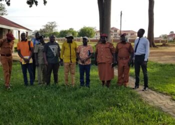 Alebtong security team headed by RDC Robert Adiama in a group photo