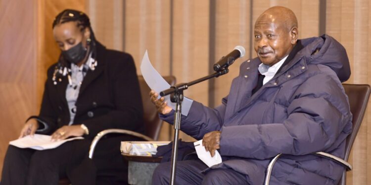 President Yoweri Museveni addressing investors in UK
