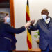President Museveni chats with Victoria Nuland, the United State Under Secretary for Political Affairs after a meeting in Washington DC on Wednesday. PPU Photo