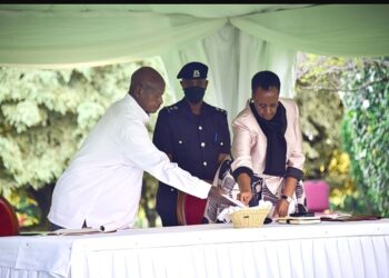 President Yoweri Museveni with the First Lady Mrs. Janet Museveni at the National Thanksgiving service