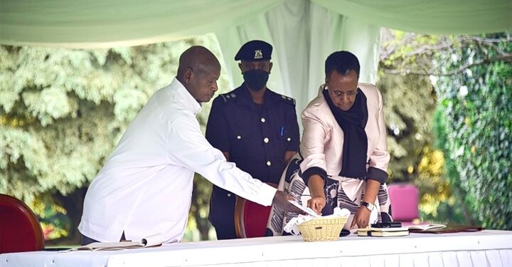 President Yoweri Museveni with the First Lady Mrs. Janet Museveni at the National Thanksgiving service