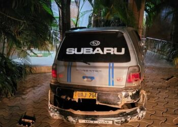 The Subaru that rammed into Lord Mayor's residence