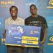 Ronald Akuayo (R) and Ivan Kisa (L)after winning the 2022 MTN MoMo Hackathon