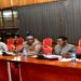 Hon. Kisembo (2nd R) presenting her report before the Budget Committee