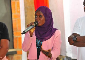 Resident City Commissioner for Kampala Amina Lukanga making her remarks during the Presidential Initiative on skilling the Girl/Boy Child project 7th intake inspection of the skills of the students as they show case their work at Makerere Kikoni Centre on 20th February 2023. Photo by PPU/Tony Rujuta.