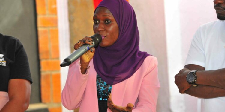 Resident City Commissioner for Kampala Amina Lukanga making her remarks during the Presidential Initiative on skilling the Girl/Boy Child project 7th intake inspection of the skills of the students as they show case their work at Makerere Kikoni Centre on 20th February 2023. Photo by PPU/Tony Rujuta.