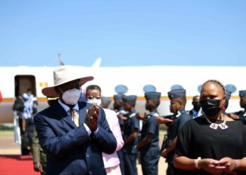 President Yoweri Kaguta Museveni arrives in South Africa through the Waterkloof Airforce Base and is received by Social Development Minister Lindiwe Zulu. President Museveni is in the country for a State Visit to be hosted by President Cyril Ramaphosa at the Union Buildings. 28/02/2023 Photos: Katlholo Maifadi/DIRCO