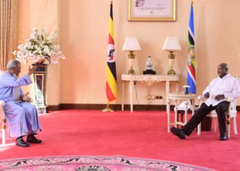 Sahrawi Ambassador to Uganda H.E Salek Sghair Radhi presents credentials to President Museveni at State House Entebbe