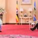 Sahrawi Ambassador to Uganda H.E Salek Sghair Radhi presents credentials to President Museveni at State House Entebbe