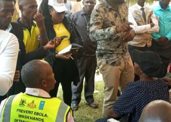 The Deputy RCC Rubaga Herbert Underson Burora while addressing the people of Rubaga at one of the NAADS meeting