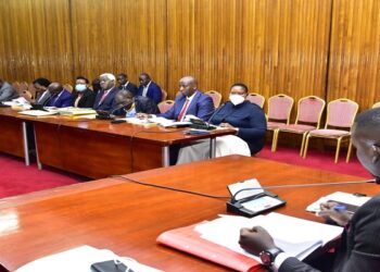 Hon. Babalanda (2nd R) appearing before Cosase chaired by Ssenyonyi (R)