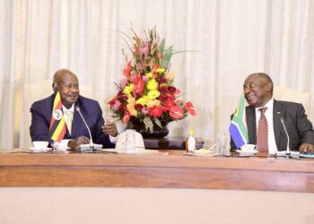 Presidents Yoweri Museveni and Cyril Ramaphosa