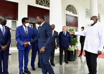 H.E YOWERI KAGUTA MUSEVENI WELCOMES H.E FAURE GNASSINGBE AT STATE HOUSE ENTEBBE ON 3RD-MARCH-2023