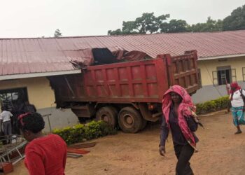 Sino Truck runs into classroom block