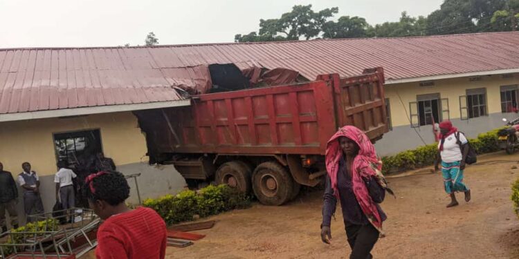 Sino Truck runs into classroom block