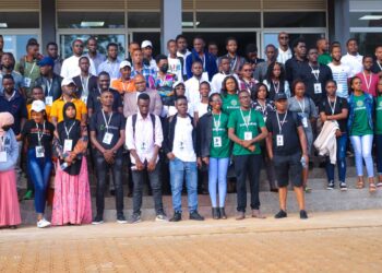 Participants and facilitators at the recently held Block Chain 360 event take a group photo Infront of the National ICT Innovation hub where the event was held