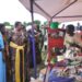 Minister Babalanda inspecting some of the products displayed by women during the event