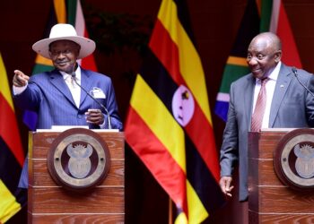 President Yoweri Museveni with his South African counterpart Cyril Ramaphosa