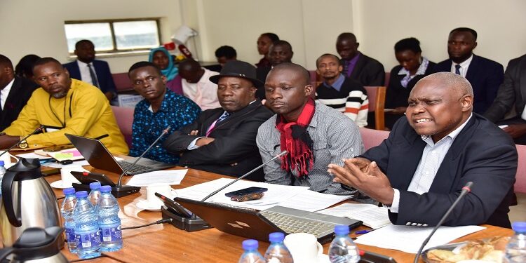 Pastor Male (R) as he made his presentation before the committee