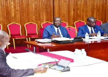 Former Permanent Secretary, David. O.O Obong (2nd L) was tasked to present accountability documents