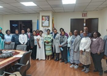 Minister Amongi Betty with some of the delegation members in New York