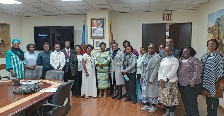 Minister Amongi Betty with some of the delegation members in New York