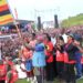 Kabaka Ronald Muwenda Mutebi flagging off the runners at Mengo today March, 16.
