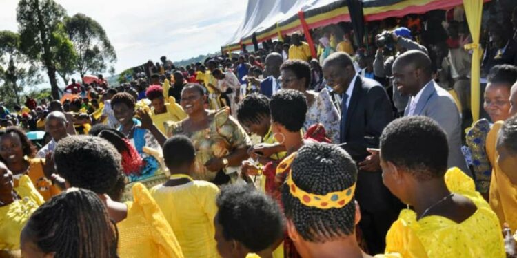 Presidency Minister Babirye Milly Babalanda,  Finance Minister Matia Kasaija, MPs from Kibaale District and other leaders during Women's Day Celebrations