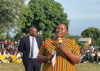 Hon. Babalanda addressing the student patriots in Jinja District