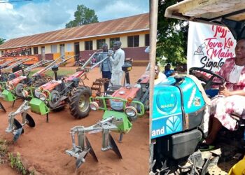 ONC Deputy PRO Dr. Brenda Tibamwenda while launching agricultual Tractors i Buyende District recently