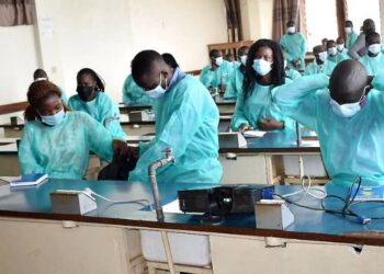 Covab students undertake a training in a lab at their college