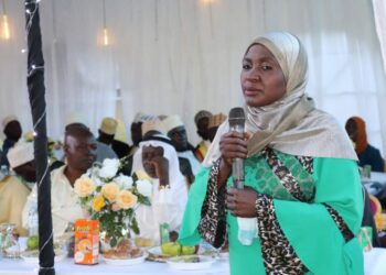 ONC Boss Hajjat Hadijjah Namyalo presiding over the Iftar function at Kyambogo