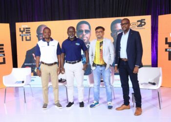 L-R: dfcu Bank’s Head Marketing - Jude Kansiime, Peter Mungoma - CEO of Capital FM Uganda, Somdev Sen - MTN Uganda’s Chief Marketing Officer and Emmy Hashakimana - Marketing & Innovation Director at Uganda Breweries Limited during the unveiling of the sponsors of the ‘Boyz ll Men Live in Kampala’