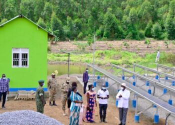 President Yoweri Museveni at Kyesiiga Green Village farming Center