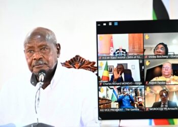President Yoweri Museveni in a Peace and Security Council virtual meeting