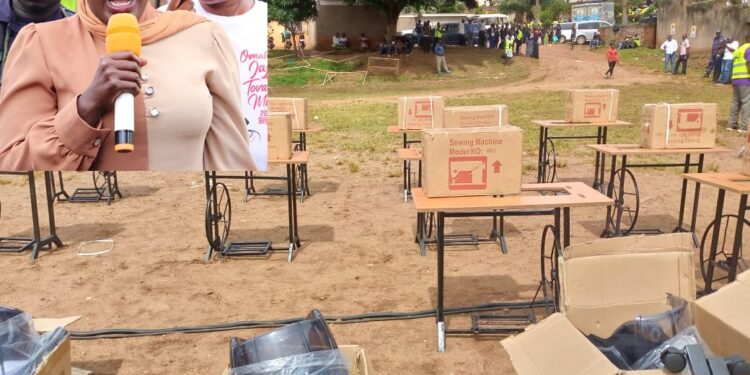 Some of the sewing Machines which were handed over by the ONC Boss Hadijja Namyalo to different groups of people in Kampala