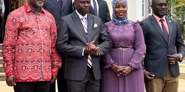 Faridah Nakazibwe in a group photo with Buganda Kingdom leaders