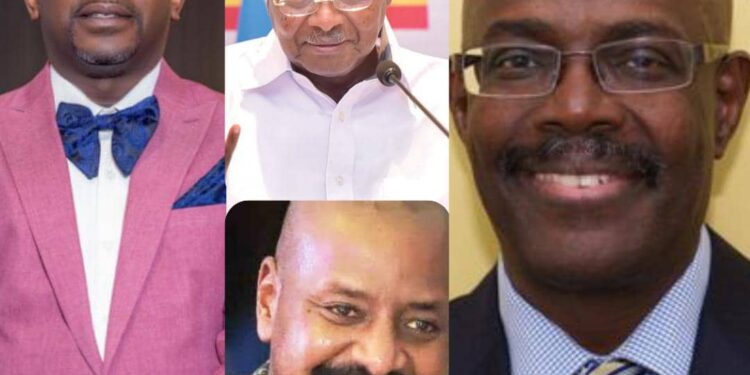 Clockwise- Francis Nkuusa, Museveni, Mulera and General Muhoozi