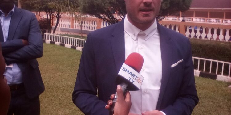 IREX Global Business Development Director,Daniel Eborall addressing Journalists at Hotel Africana on Monday