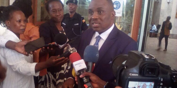 Lord Mayor Erias Lukwago addressing Journalists at Kampala Imperial Hotel in Kampala on Thursday