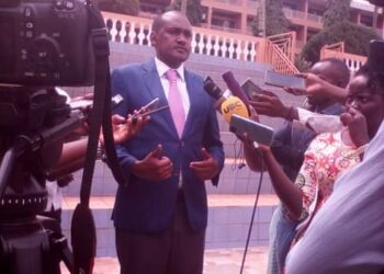 Minister Tumwebaze addressing the media