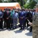 Presidents and Heads of Delegation being briefed by a Ukrainian Millitary officer at st. Michael's (Mykhailivska) Square during exhibition of destroyed Russian Hardware