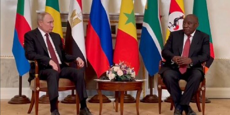 Russian President Putin with South African President Cyril Ramaphosa