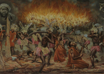 Portrait of Uganda Martyrs being killed