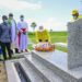 President Yoweri Museveni Laying of wreaths on the grave Rtd. Col. Charles Ongola Macodwogo at the late's home in Awangi Iceme subcounty in Oyam District on 4th July 2023. Photo by PPU/Tony Rujuta.