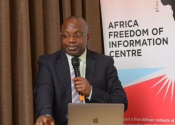 Mr. Gilbert Sendugwa, the ED AFIC makes his remarks during the event (Photo by Tiff Films & Media Agency)