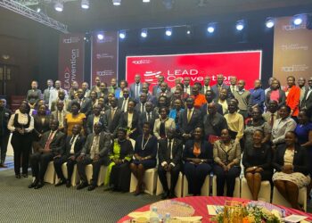 Participants in the LEAD Convention 2023 gather for a photo moment in Victoria ball room, Serena Hotel Kampala. July 27th, 2023.