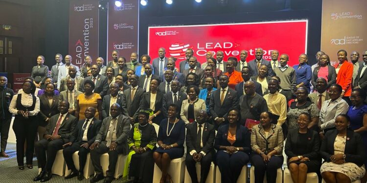 Participants in the LEAD Convention 2023 gather for a photo moment in Victoria ball room, Serena Hotel Kampala. July 27th, 2023.