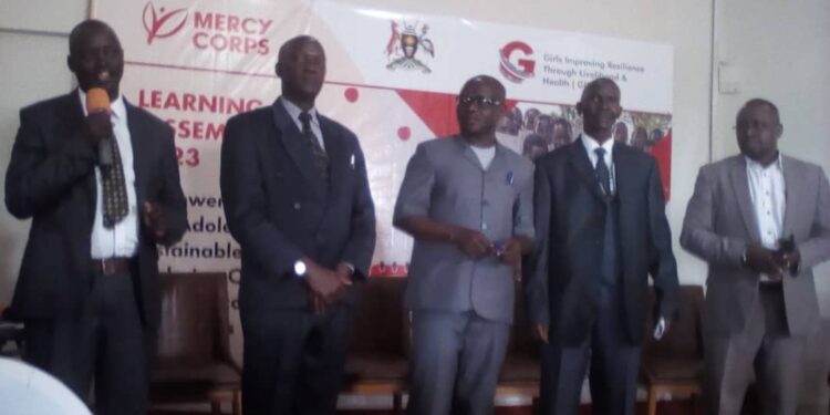 Karamoja sub region CAOs identify themselves before participants at the Mercy Corps Conference at Fairway Hotel on Tuesday